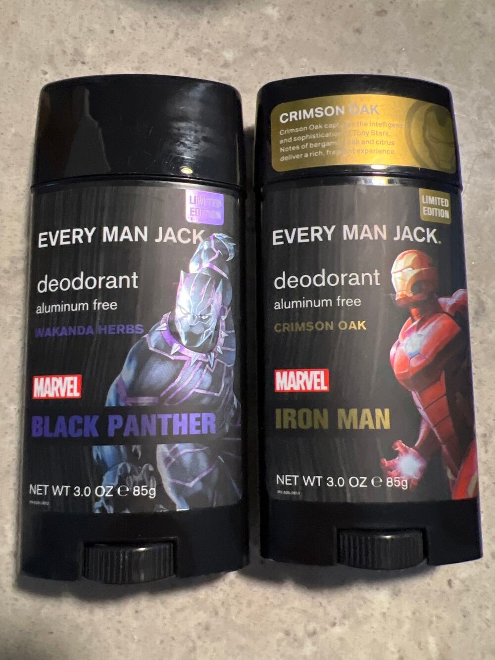 Every Man Jack Limited Edition Iron Man and Black Panther Deodorant! Unused
